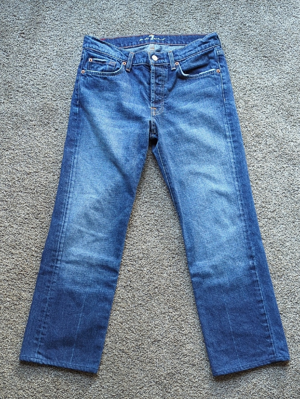 7 For All Mankind Button Fly Straight Leg Jeans